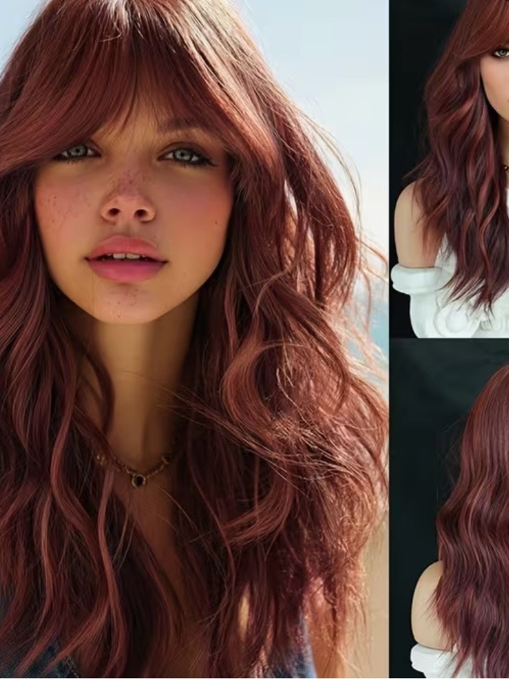 Rich Auburn Wavy Long Women's Wig - Natural Shine